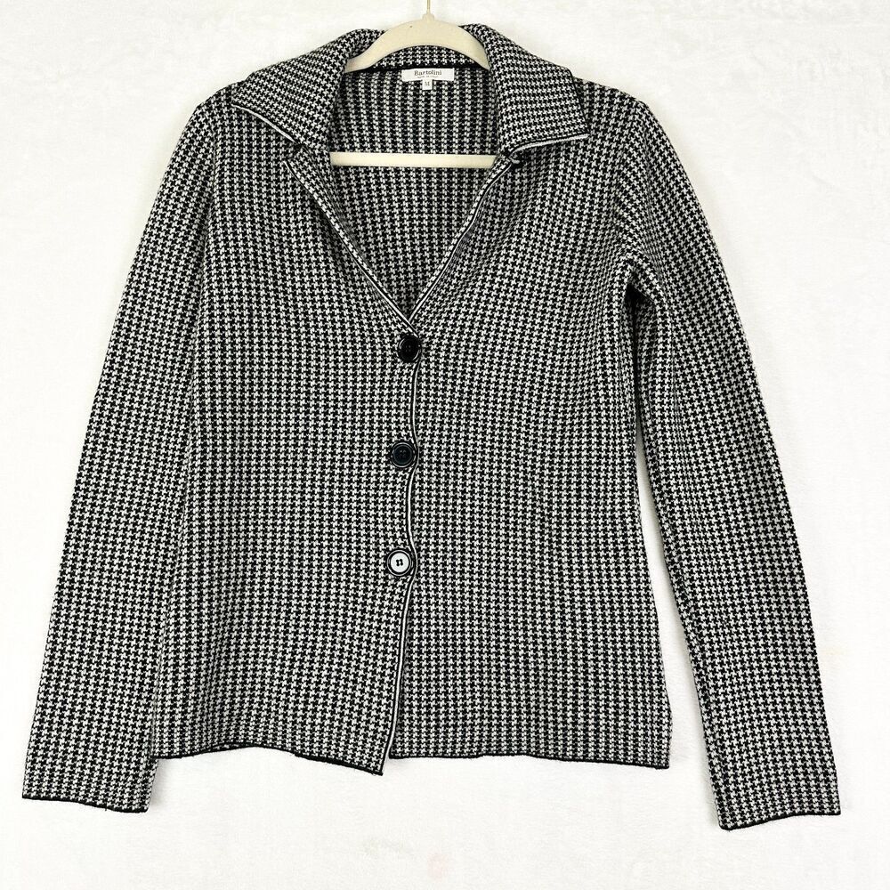 Bartolini Wool Cashmere Houndstooth Cardigan Sweater Jacket Size Medium